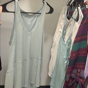 Blue lace tunic tank top